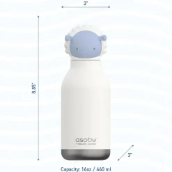 ASOBU Bestie Bottle Sheep Vacuum Insulated Stainless Steel Water Bottle with Reusable Flexi Straw, 16 oz., White (SBV44SH)