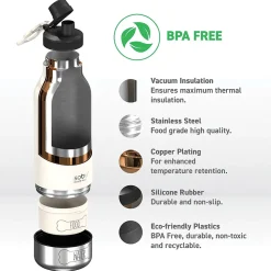 ASOBU Buddy 3-in-1 Water Bottle with Removable Dog Bowl & Food Compartment, 32 oz., White (SDB2)