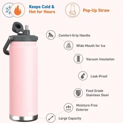 ASOBU Canyon Stainless Steel Vacuum Insulated Water Bottle, 50 oz., Pink (ADNATMF7P)