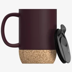Ceramic Travel Mug with Cork Base, 12 oz., Burgundy (SM50BURG)<ASOBU Hot