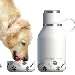 ASOBU Insulated Water Bottle with Removable Dog Bowl, 33 oz., White (NA-SDB1)