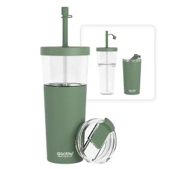 Marina See-Through Triton Tumbler with Flexible Straw, 28 oz., Green (ICT400)<ASOBU Online