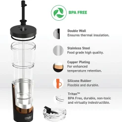 Marina See-Through Triton Tumbler with Flexible Straw, 28 oz., Black (ICT400)<ASOBU Hot