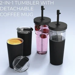 Marina See-Through Triton Tumbler with Flexible Straw, 28 oz., Black (ICT400)<ASOBU Hot