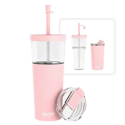 Marina See-Through Triton Tumbler with Flexible Straw, 28 oz., Pink (ICT400)<ASOBU Discount