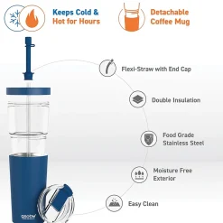 Marina See-Through Triton Tumbler with Flexible Straw, 28 oz., Blue (ICT400)<ASOBU Discount