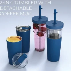 Marina See-Through Triton Tumbler with Flexible Straw, 28 oz., Blue (ICT400)<ASOBU Discount