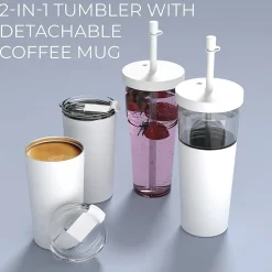 Marina See-Through Triton Tumbler with Flexible Straw, 28 oz., White (ICT400)<ASOBU Discount