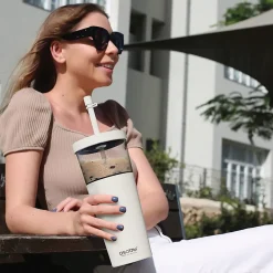 Marina See-Through Triton Tumbler with Flexible Straw, 28 oz., White (ICT400)<ASOBU Discount