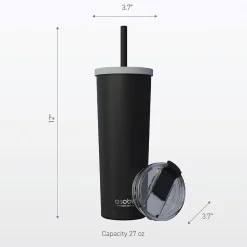 Ocean Double-Walled Vacuum-Insulated Stainless Steel Travel Tumbler with Flexible Straw & Dual Lids, 27 oz., Pink (ICT27)<ASOBU Hot