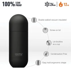 ASOBU Orb Stainless Steel Vacuum Insulated Water Bottle, 14 oz., Silver (ADNASBV30SIL)
