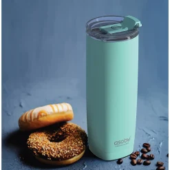 20-Ounce Aquilina Double-Wall-Insulated Stainless Steel Tumbler with Straw, Mint Green (NA-BF23MINT)<ASOBU Online