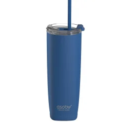 20-Ounce Aquilina Double-Wall-Insulated Stainless Steel Tumbler with Straw, Blue (NA-BF23B)<ASOBU Outlet