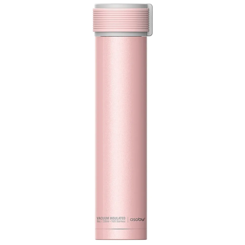 ASOBU Skinny Mini Ultimate Stainless Steel Vacuum Insulated Water Bottle, 8 oz., Pink (ADNANASBV20P)