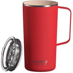 Stainless Steel Double Wall Insulated Travel Mug, 20 oz., Red (ADNANASM90R)<ASOBU