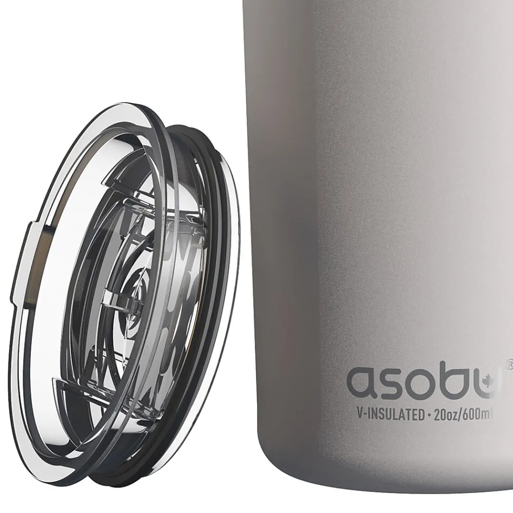 Stainless Steel Double Wall Insulated Travel Mug, 20 oz., White (ADNANASM90W)<ASOBU