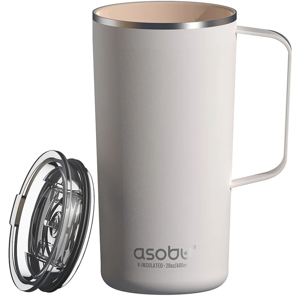 Stainless Steel Double Wall Insulated Travel Mug, 20 oz., White (ADNANASM90W)<ASOBU