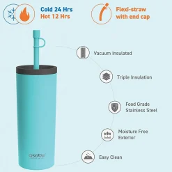 Super Sippy Insulated Coffee Tumbler, 20 oz., Teal (NA-ICT200)<ASOBU Sale
