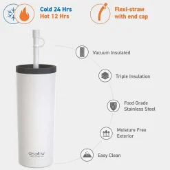 Super Sippy Insulated Coffee Tumbler, 20 oz., White (NA-ICT200)<ASOBU
