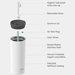 Super Sippy Insulated Coffee Tumbler, 20 oz., White (NA-ICT200)<ASOBU