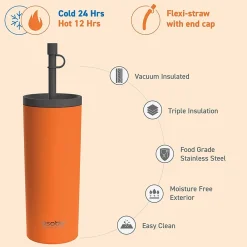 Super Sippy Insulated Coffee Tumbler, 20 oz., Orange (NA-ICT200)<ASOBU New