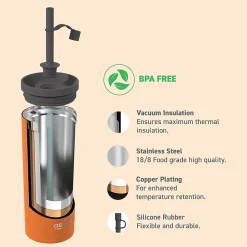 Super Sippy Insulated Coffee Tumbler, 20 oz., Orange (NA-ICT200)<ASOBU New