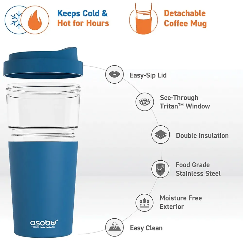 Vista Stainless Steel Clear-Insulation Tritan Coffee Mug, 20 oz., Blue (SM40)<ASOBU Sale