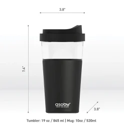 Vista Stainless Steel Clear-Insulation Tritan Coffee Mug, 20 oz., Black (SM40)<ASOBU Clearance