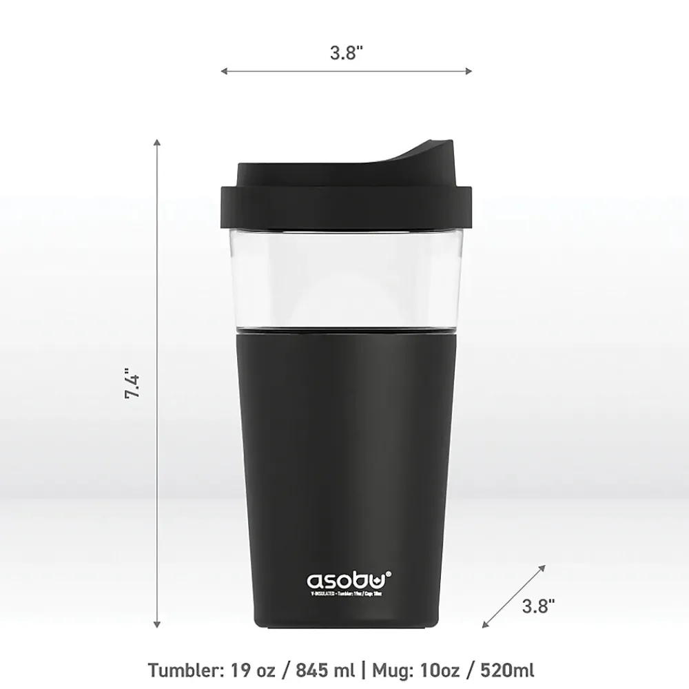 Vista Stainless Steel Clear-Insulation Tritan Coffee Mug, 20 oz., Black (SM40)<ASOBU Clearance