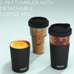 Vista Stainless Steel Clear-Insulation Tritan Coffee Mug, 20 oz., Black (SM40)<ASOBU Clearance