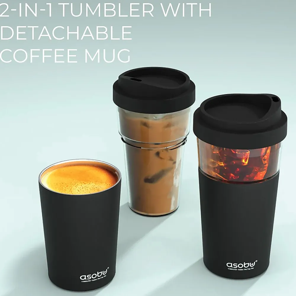 Vista Stainless Steel Clear-Insulation Tritan Coffee Mug, 20 oz., Black (SM40)<ASOBU Clearance