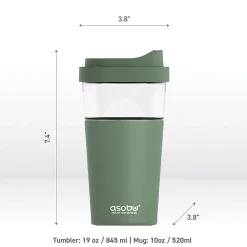 Vista Stainless Steel Clear-Insulation Tritan Coffee Mug, 20 oz., Green (SM40)<ASOBU Sale