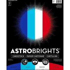 Card Stock*Astrobrights 65 lb. Cardstock Paper, 8.5" x 11", Patriotic Assortment, 100 Sheets/Ream (91644)