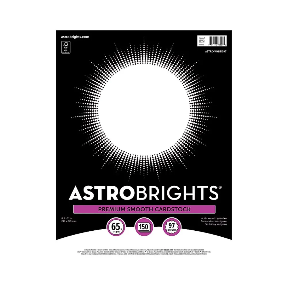 Card Stock*Astrobrights 65 lb. Cardstock Paper, 8.5" x 11", Astro White, 150 Sheets/Pack (98251)