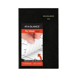 Journals|AT-A-GLANCE Fine Diary Pocket Hardcover 2025 Weekly and Monthly Diary, 2.75" x 4.25", Ruled, Black (72-01-05-25)
