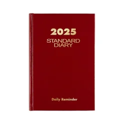 Journals|AT-A-GLANCE Standard Hardcover 2025 Daily Diary, 5.75" x 8.25", Wide-Ruled, Red (SD387-13-25)
