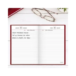 Journals|AT-A-GLANCE Standard Hardcover 2025 Daily Diary, 5.75" x 8.25", Wide-Ruled, Red (SD387-13-25)