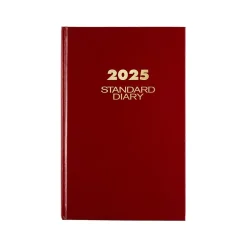Journals|AT-A-GLANCE Standard Hardcover 2025 Daily Diary, 7.75" x 12", Ruled, Red (SD376-13-25)