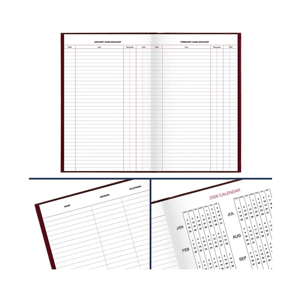 Journals|AT-A-GLANCE Standard Hardcover 2025 Daily Diary, 7.75" x 12", Ruled, Red (SD377-13-25)