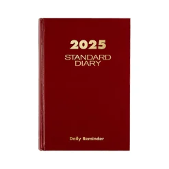 Journals|AT-A-GLANCE Standard Hardcover 2025 Daily Reminder, 5.75" x 8.25", Red (SD389-13-25)