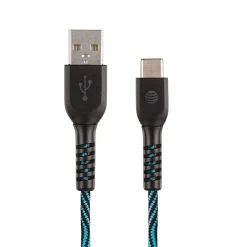 AT&T Charge and Sync USB to Type-C Cable, 10 ft., Blue, (TCB10-BLU)