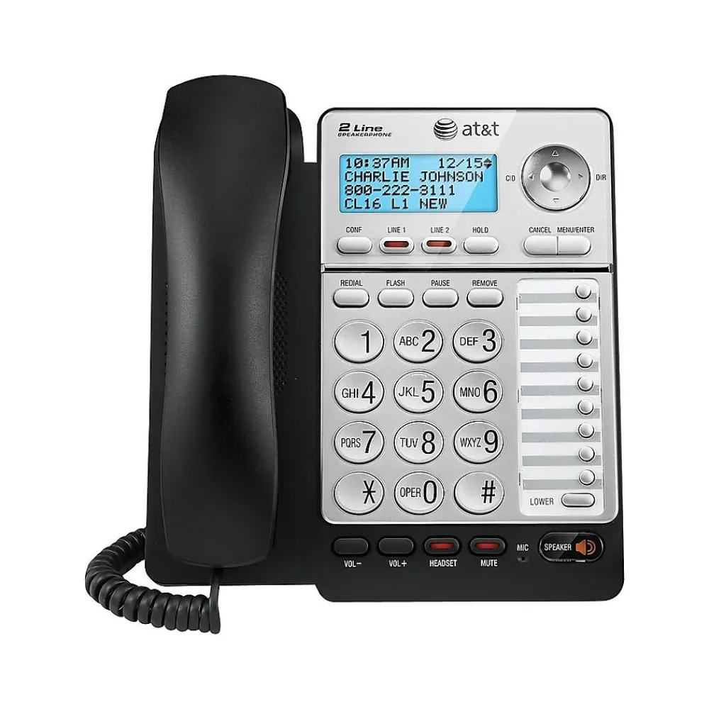 AT&T ML17928 2-Line Corded Phone, Black/Silver