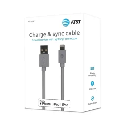 PVC Charge and Sync Lightning Cable, 4 ft., Gray (PVLC1-GRY)<AT&T Clearance