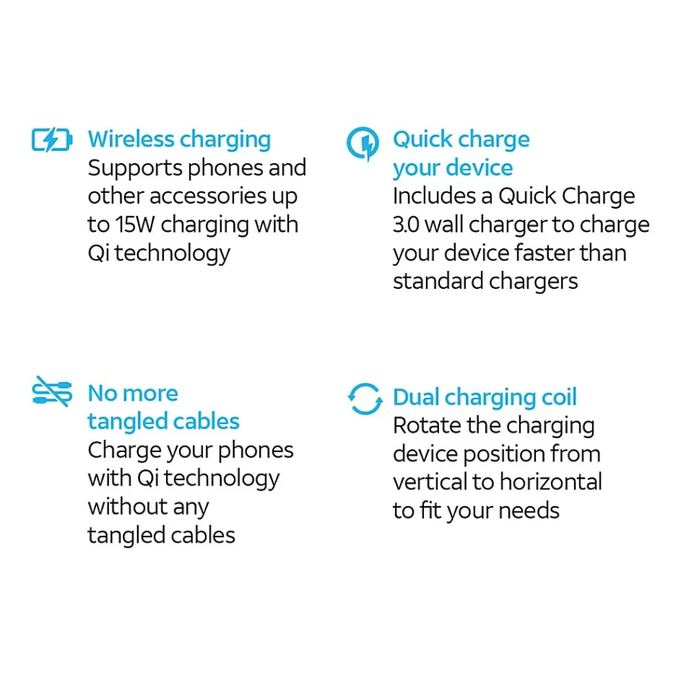 Wireless Charging Stand with Quick Charge 3.0 Rapid Charger, Black (CETWCS10)<AT&T Outlet
