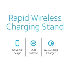 Wireless Charging Stand with Quick Charge 3.0 Rapid Charger, Black (CETWCS10)<AT&T Outlet