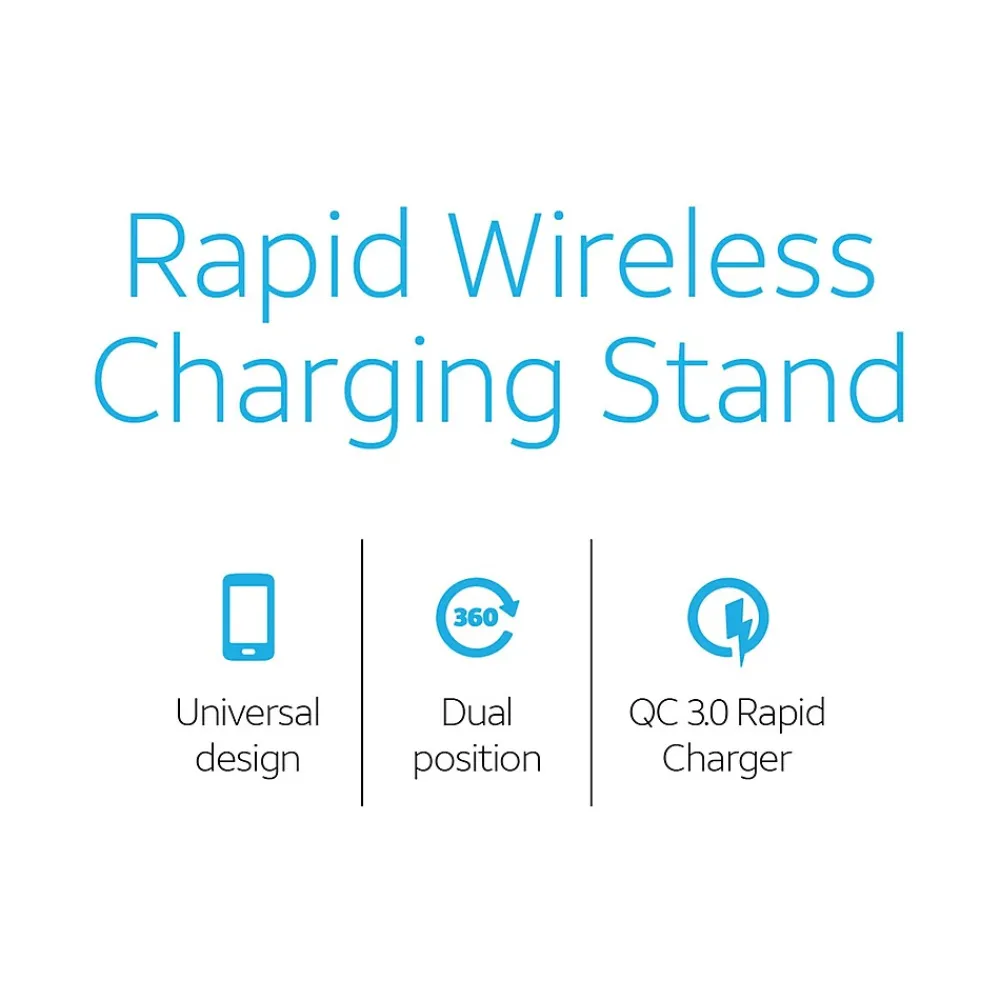 Wireless Charging Stand with Quick Charge 3.0 Rapid Charger, Black (CETWCS10)<AT&T Outlet