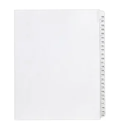 Dividers|Avery Allstate Pre-Printed 126-150 Paper Divider, White, Set (01706)