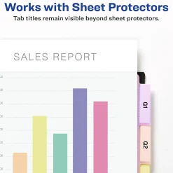 Dividers|Avery Big Tab Insertable Plastic Dividers with Pocket, 5 Tabs, Multicolor Pastel (07714)