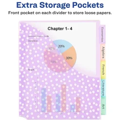 Dividers|Avery Big Tab Insertable Plastic Dividers with Pocket, 5 Tabs, Multicolor Pastel (07714)