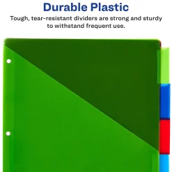 Dividers|Avery Big Tab Insertable Plastic Dividers with 2 Pockets, 5 Tabs, Multicolor (11906)